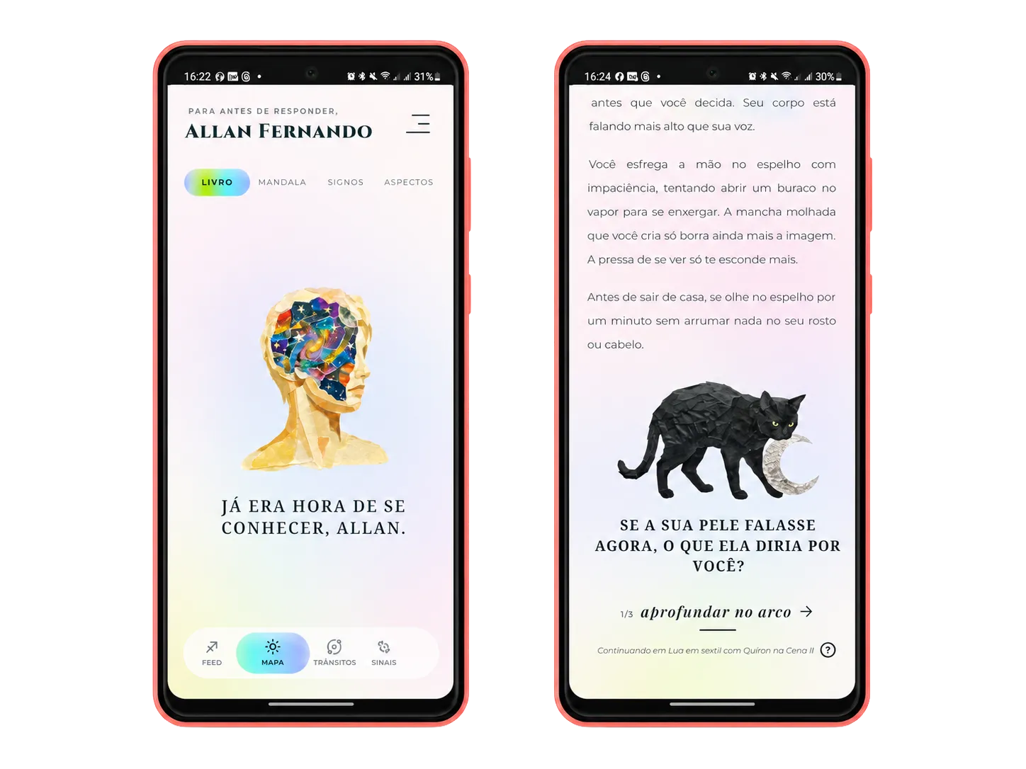 Telas do app AstroCalli