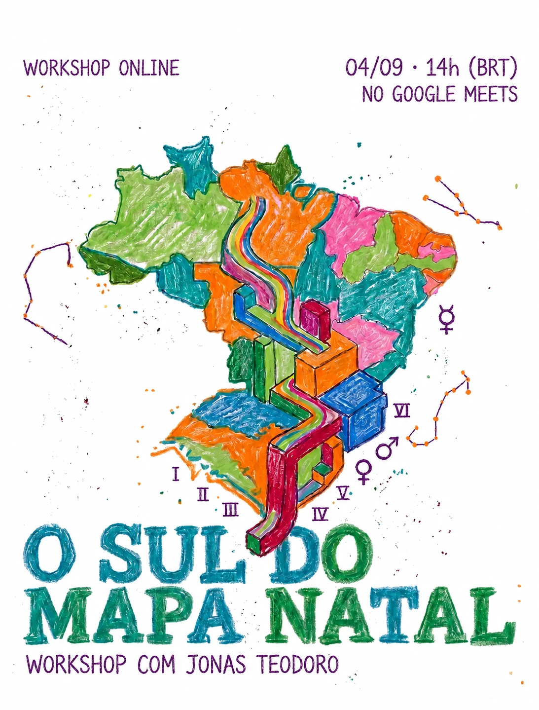 Cartaz do workshop o sul do mapa natal