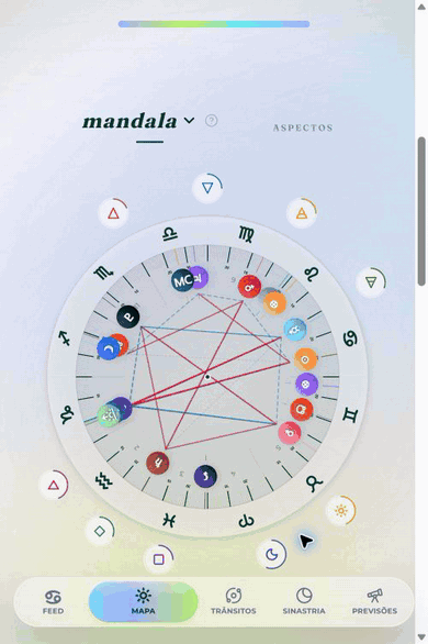 Mandala interativa do AstroCalli sendo tocada no celular