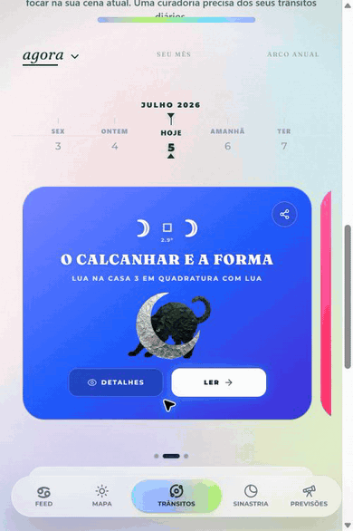 Card de transito abrindo detalhes no app AstroCalli